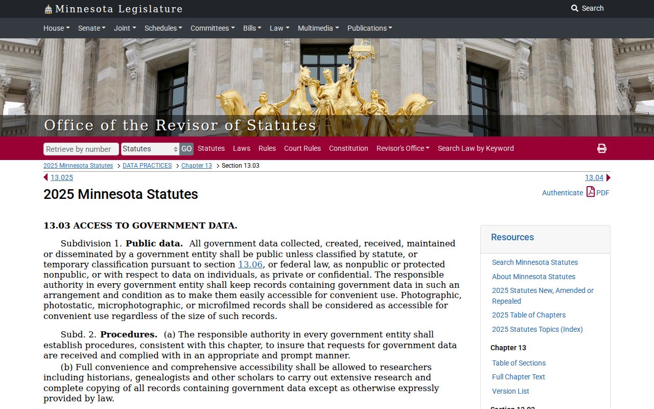 Prior Lake residents directory Minnesota data practices statute access details