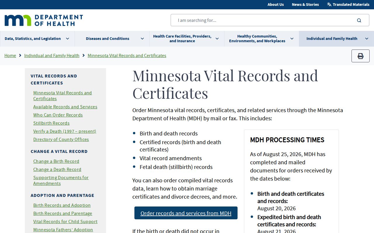 Prior Lake residents directory Minnesota vital records access guidance