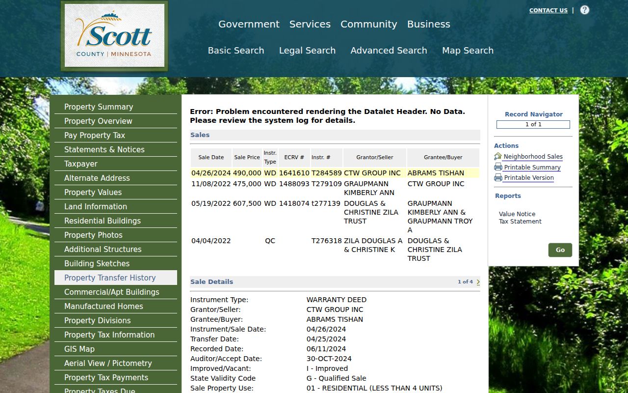 Prior Lake previous residents parcel sale and deed details